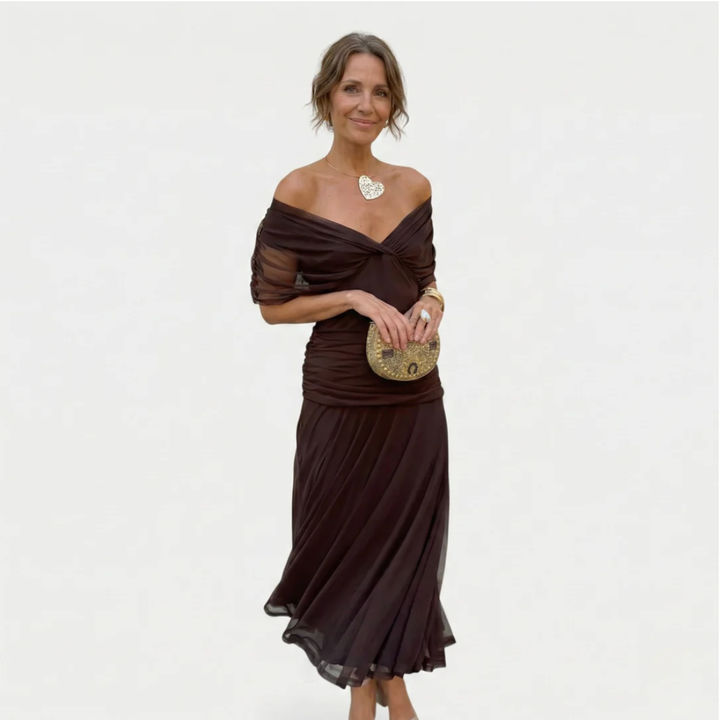 Luisa | Vestido largo elegante con escote en V que realza la silueta