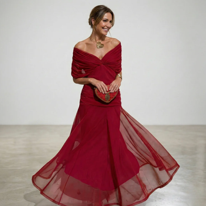 Luisa | Vestido largo elegante con escote en V que realza la silueta