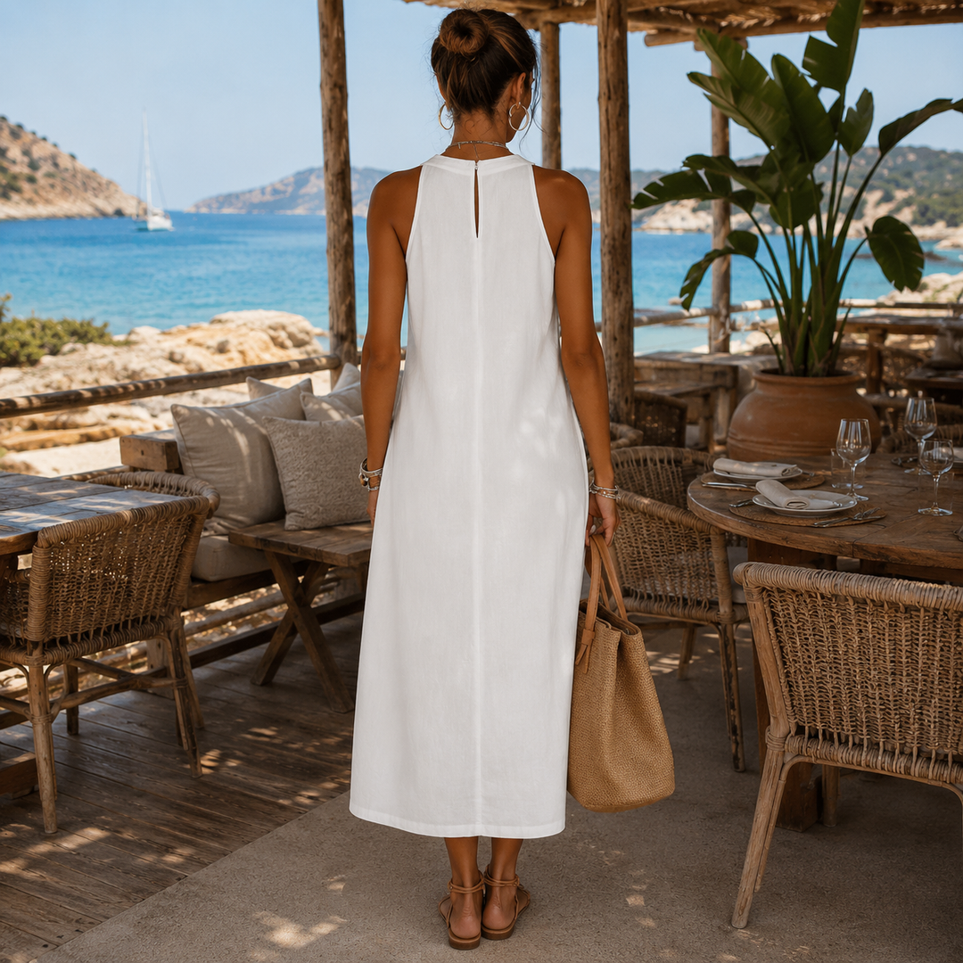 VEGA™ | Vestido Midi de Lino Elegante