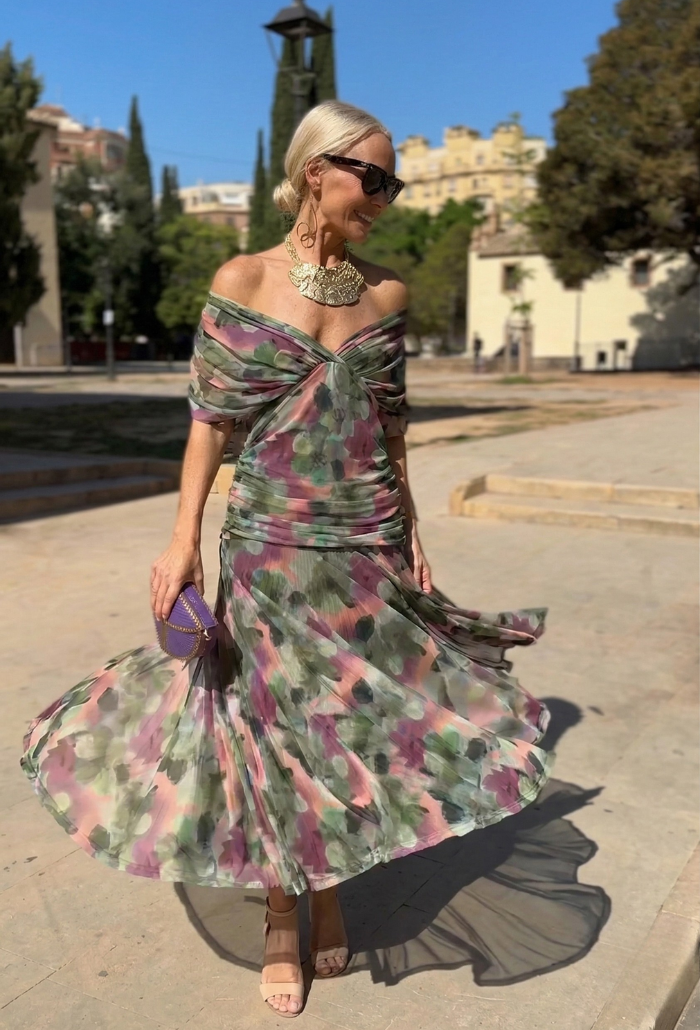 Luisa | Vestido largo elegante con escote en V que realza la silueta