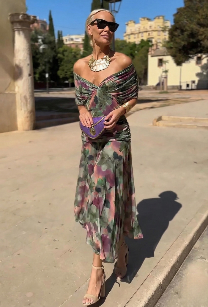 Luisa | Vestido largo elegante con escote en V que realza la silueta