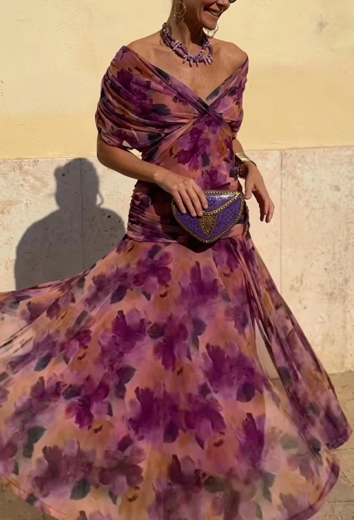 Luisa | Vestido largo elegante con escote en V que realza la silueta