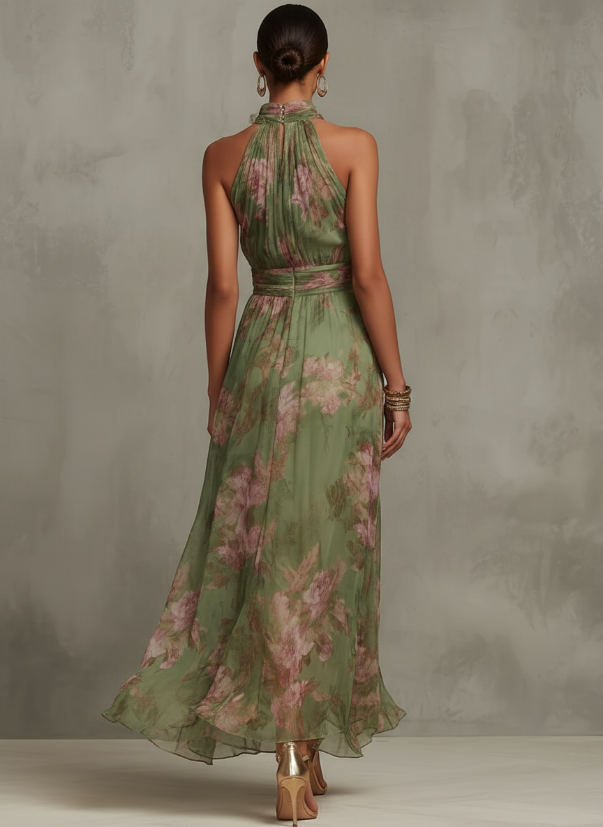 Vestido Maxi Halter Floral