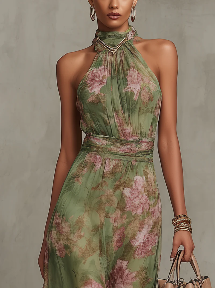 Vestido Maxi Halter Floral