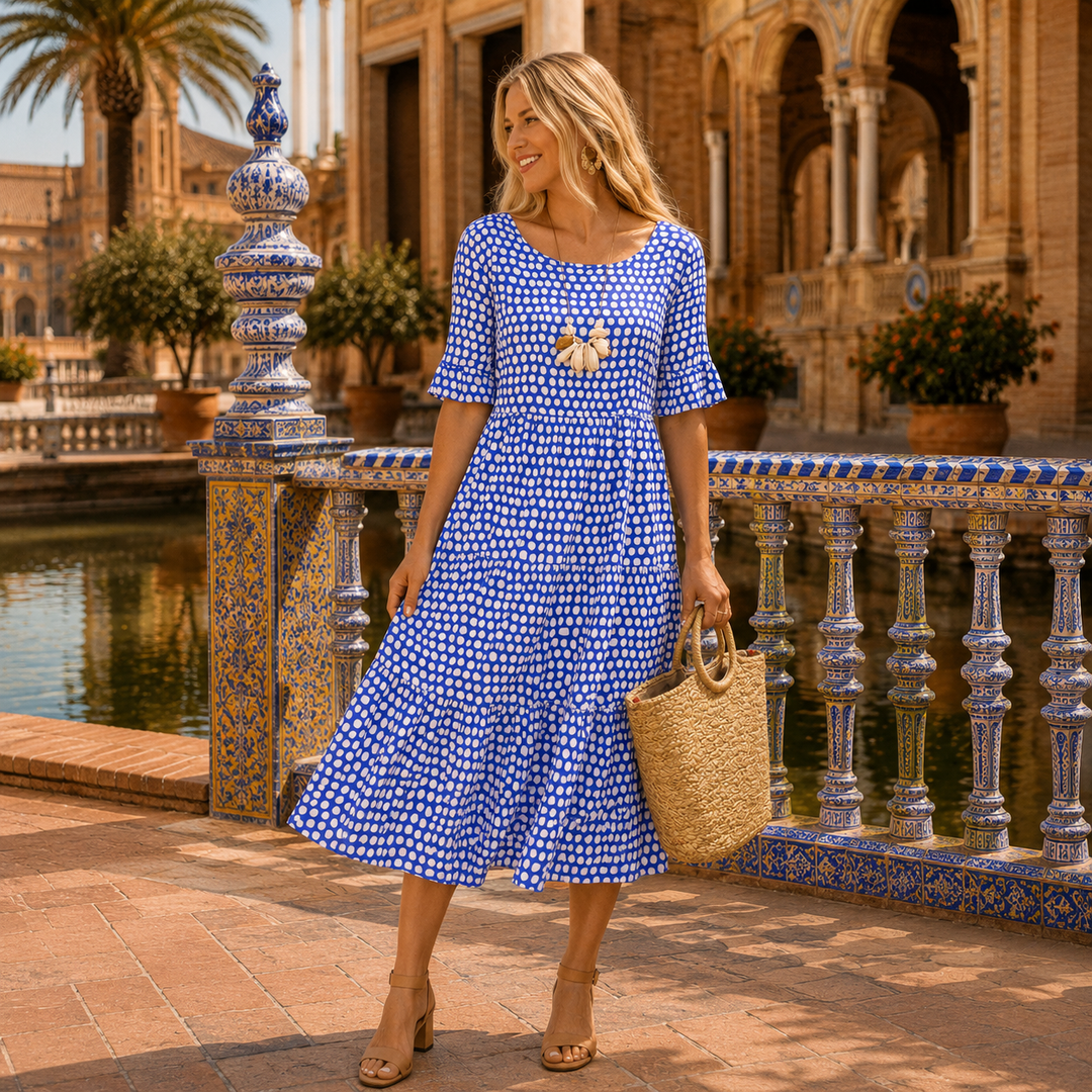 Zara | Vestido Midi de Manga Corta